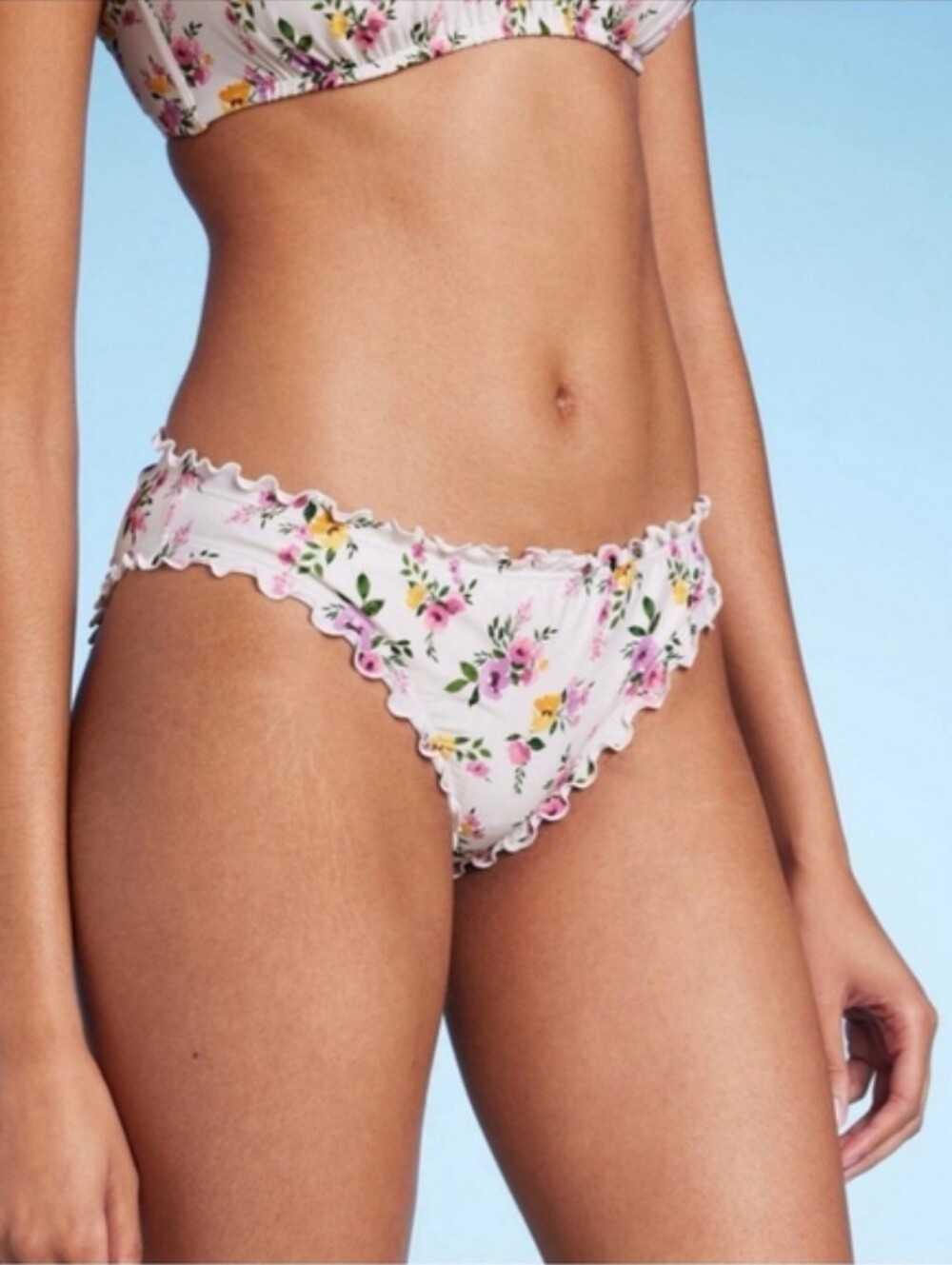 Shade & Shore Ditsy Floral Bikini Set 34D Top Cheeky Ruffle Bottoms Medium - Picture 14 of 14
